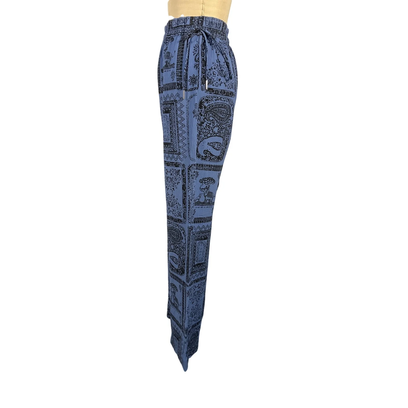 Acne Studios Printed Blue High Rise Wide Leg Pants Size 32 - Image 4
