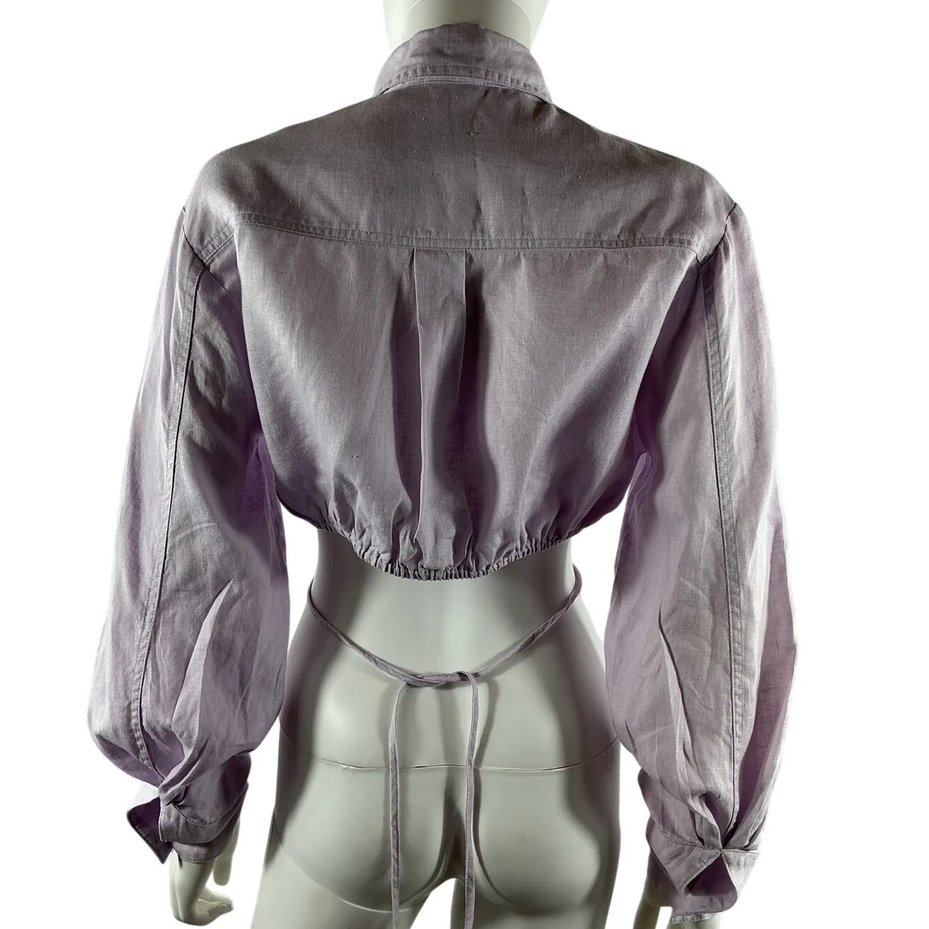 Matthew Bruch Cropped Long Sleeve Lilac Button Down Shirt Size 2 - Image 3